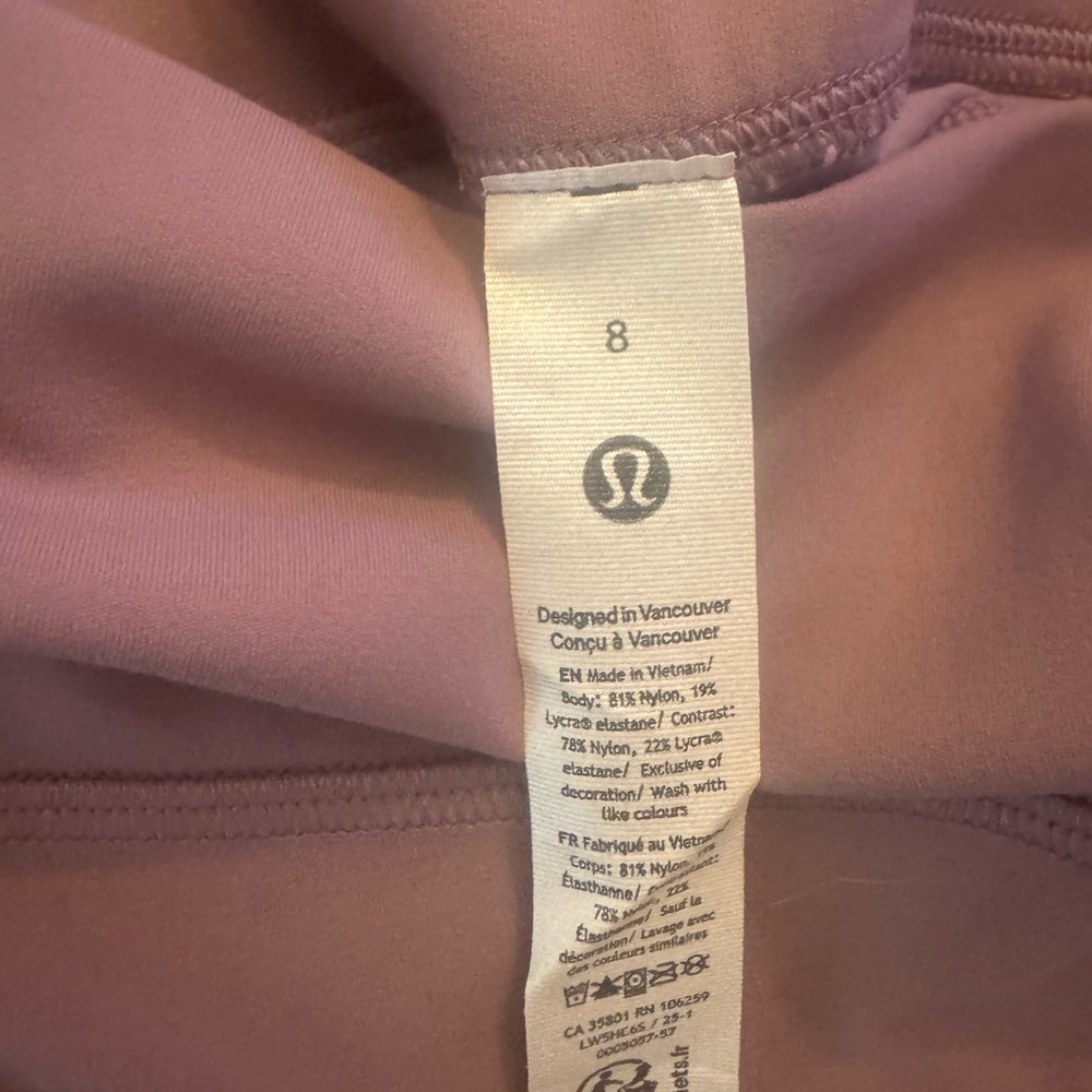 Lululemon Groove High Rise Ribbed Panel Tight/Leggings. 28”. Sz 8. Lavender Lux. - Picture 12 of 12